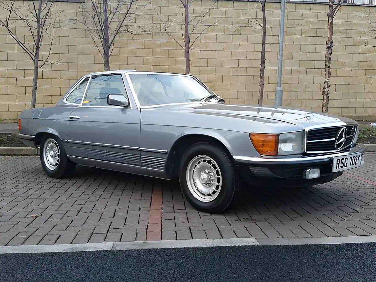 Used 1983 Mercedes 280SL Convertible Silver Blue - Front View