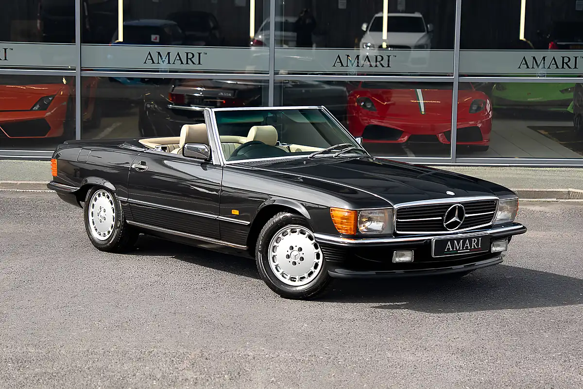 Used 1987 Mercedes-Benz Sl Blue Black Metallic - Front View