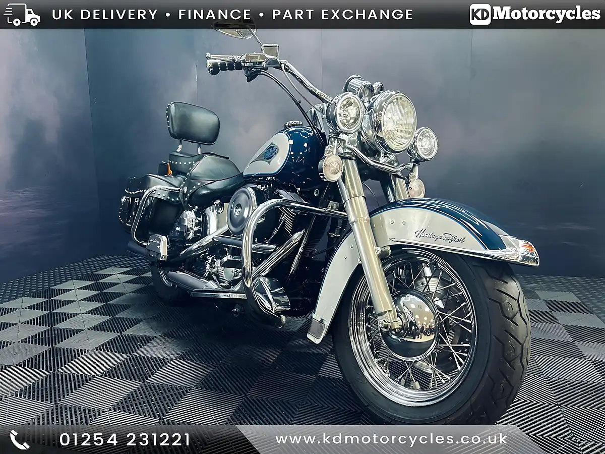 Used 1998 Harley-Davidson Heritage Classic Flstc Blue/Grey - Front View