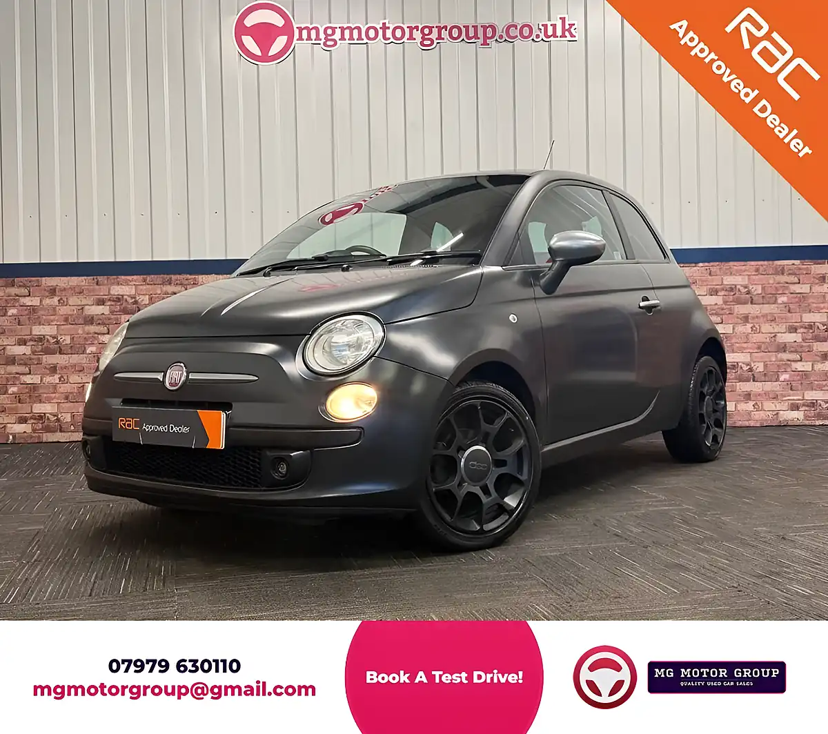 Used 2011 Fiat 500 Matt Black Black - Front View