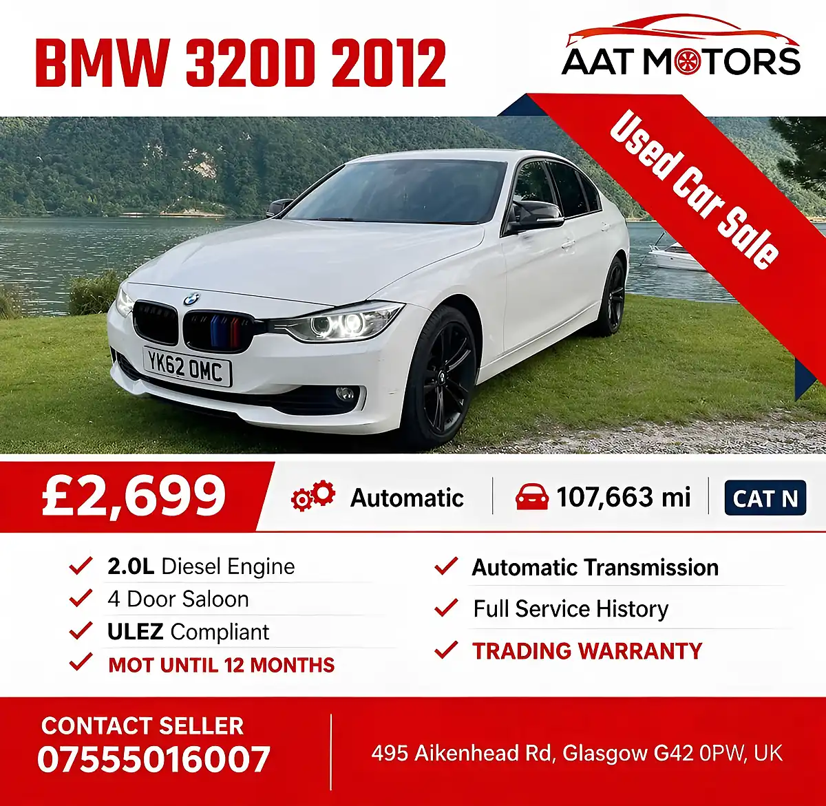 Used 2012 BMW 3er Sport White - Front View