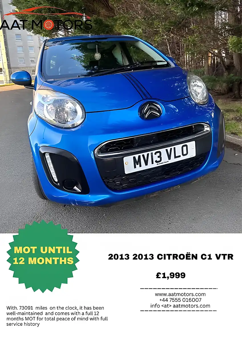 Used 2013 Citroën C1 Vtr Blue - Front View