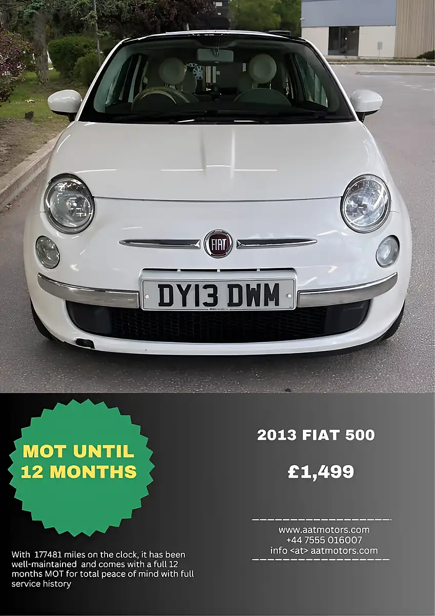 Used 2013 Fiat 500 Lounge White - Front View