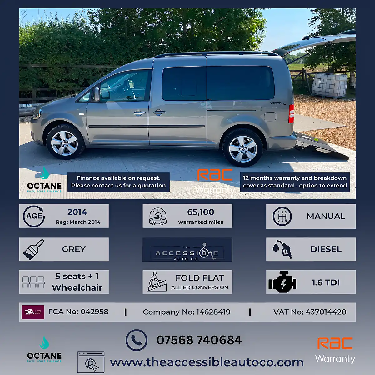 Used 2014 Volkswagen Caddy Maxi Life Grey - Front View