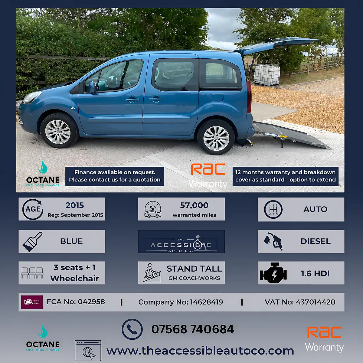 Used 2015 Citroen Berlingo Vtr Blue - Front View