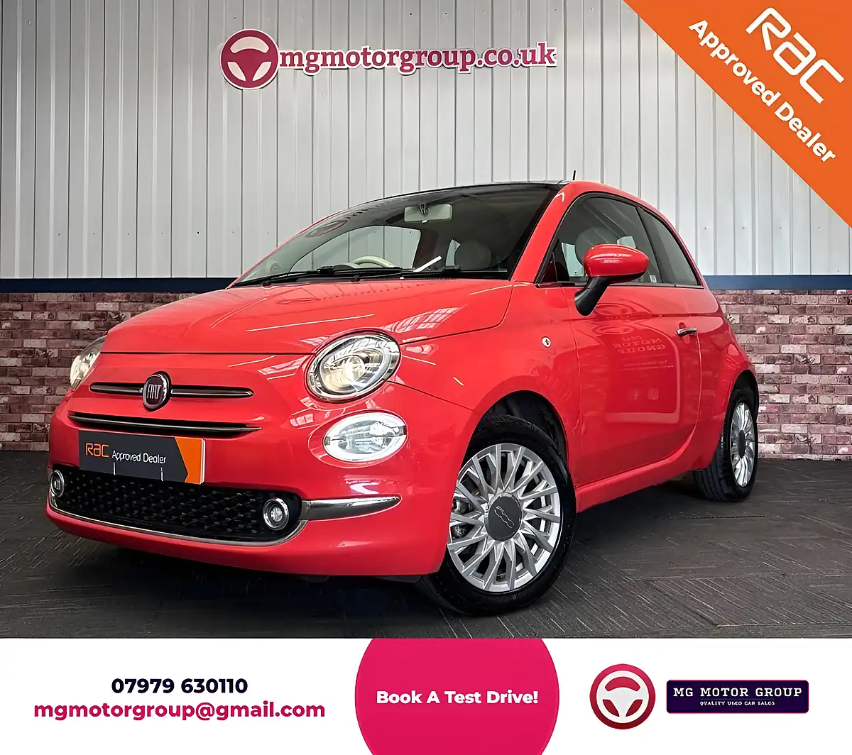 Used 2015 Fiat 500 Lounge Glam Coral Pink - Front View
