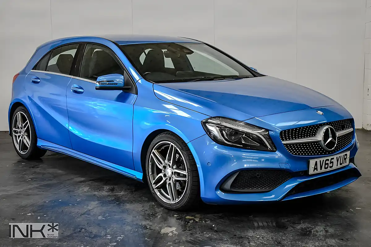 Used 2015 Mercedes-Benz a Class AMG Line (premium) Blue - Front View