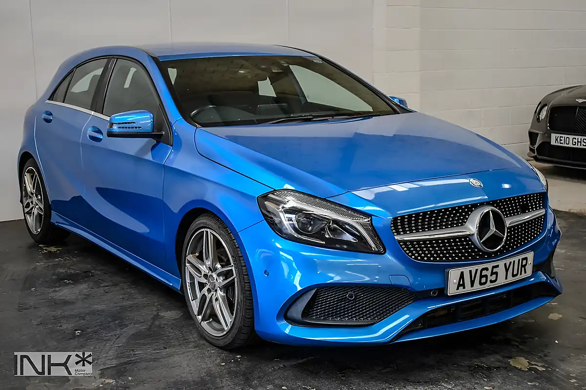 Used 2015 Mercedes-Benz a Class AMG Line (premium) Blue - Interior and Exterior details 9