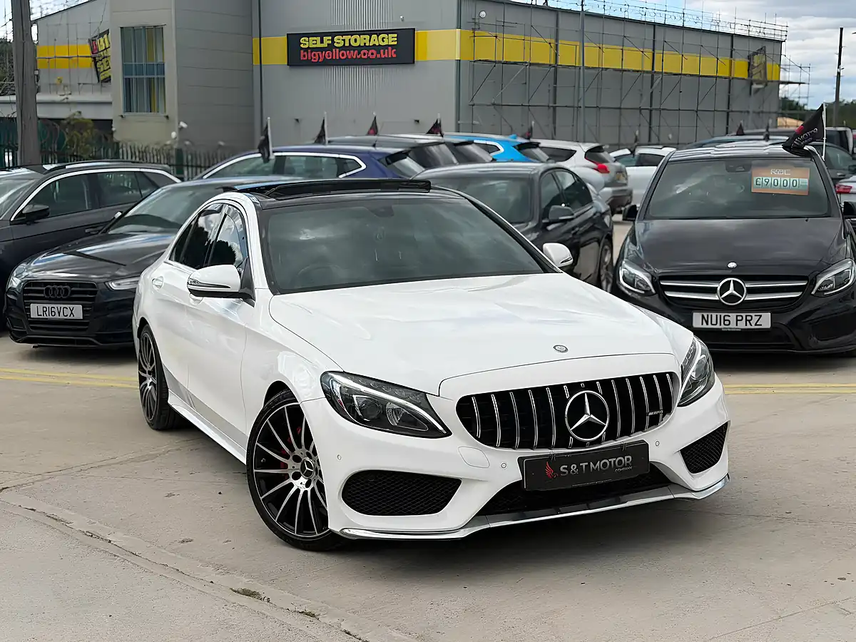 Used 2015 Mercedes-Benz C Class AMG Line (premium) White - Front View