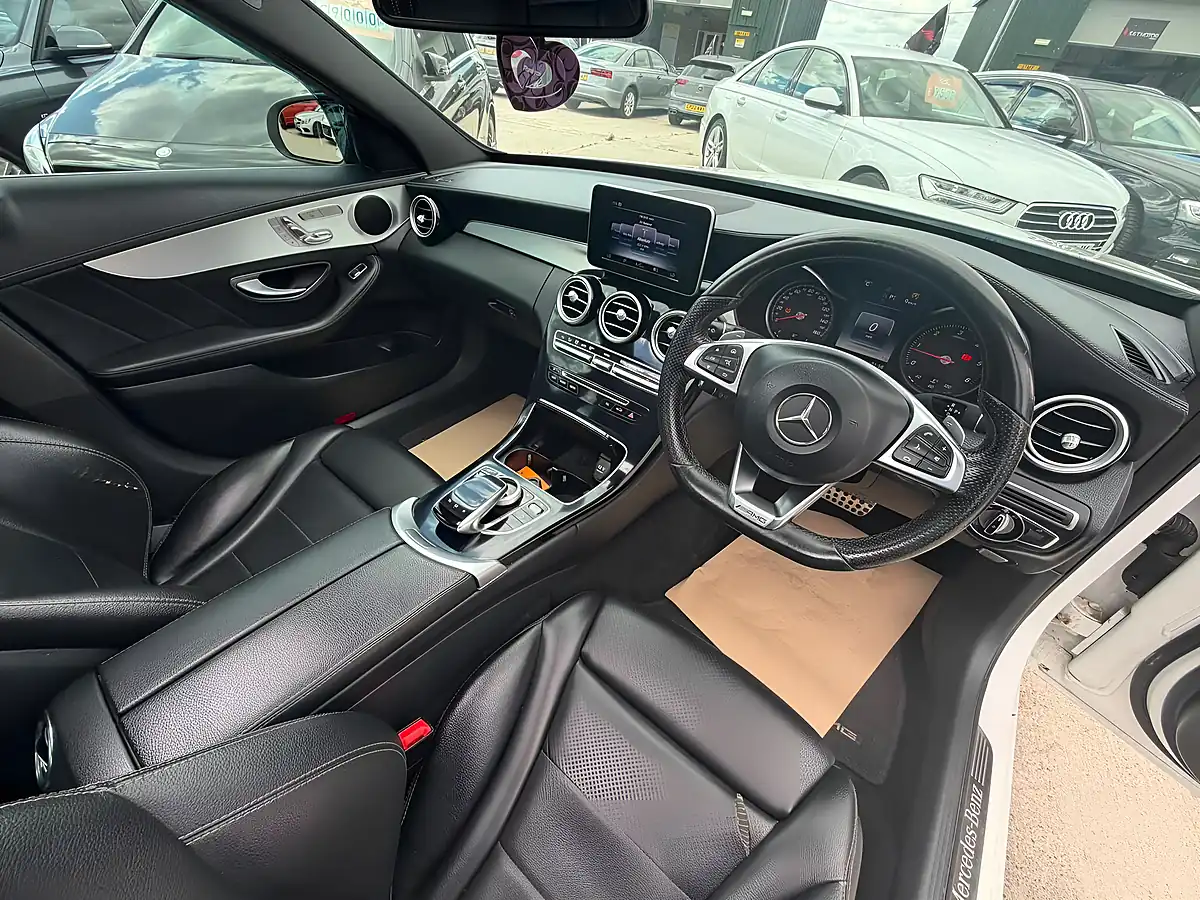 Used 2015 Mercedes-Benz C Class AMG Line (premium) White - Interior and Exterior details 13