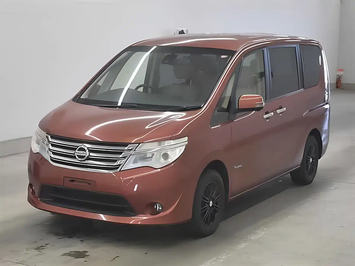 Used 2015 Nissan Serena G Edi Sunroof Leather 8 Seats Red - Front View