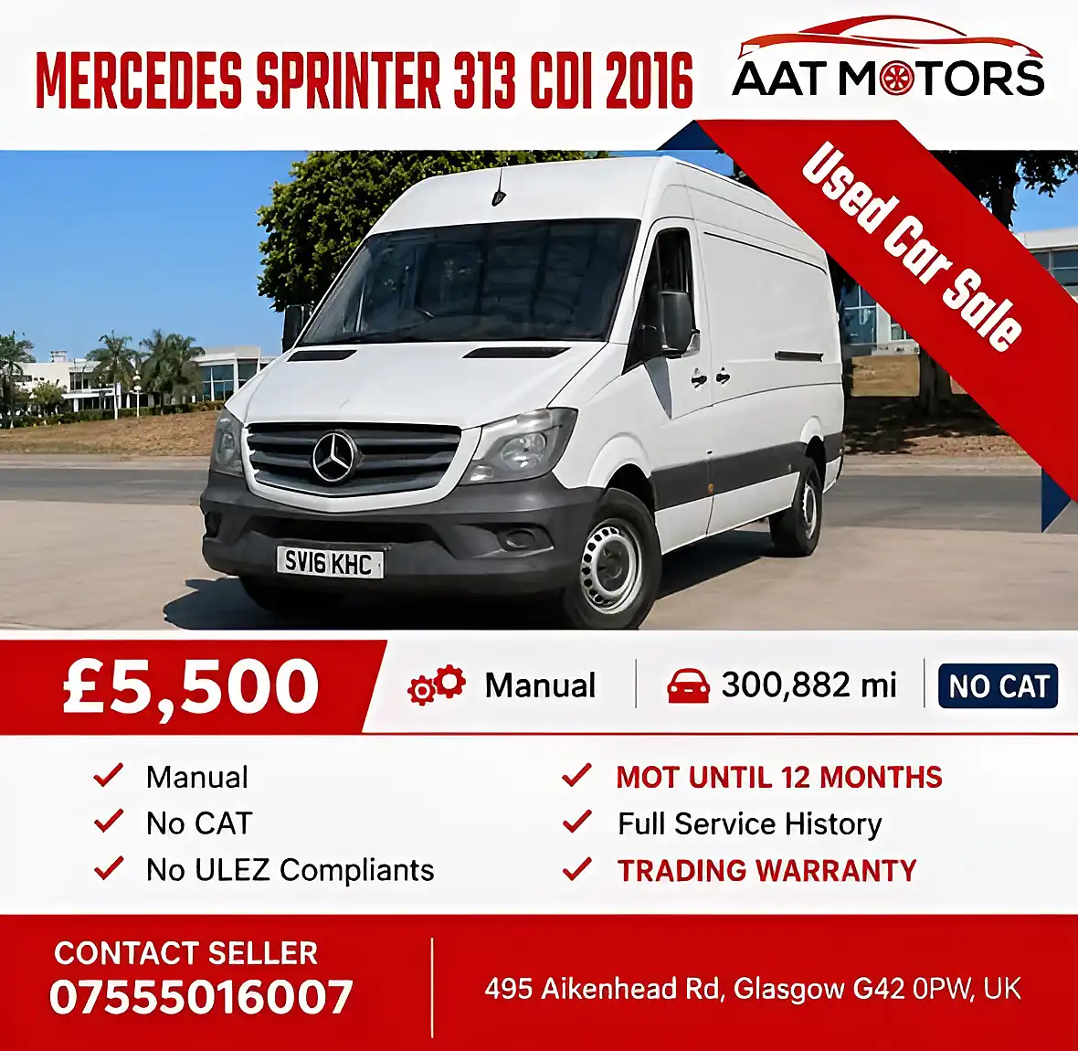 Used 2016 Mercedes-Benz Sprinter Panel Van White - Front View