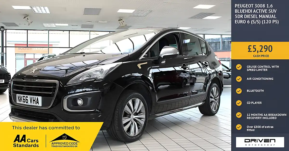 Used 2016 Peugeot 3008 Active Black - Front View