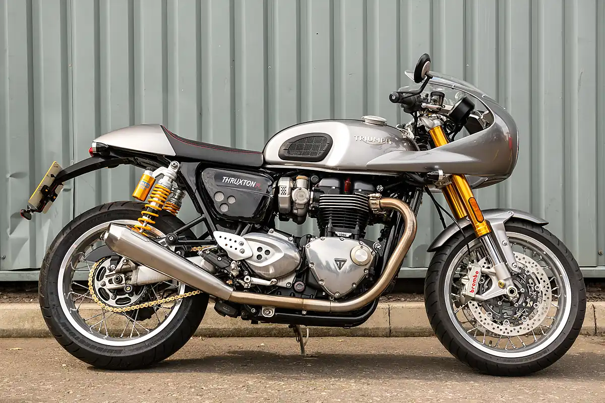 Used 2016 Triumph Thruxton 1200 R Track Racer Silver Ice - Front View