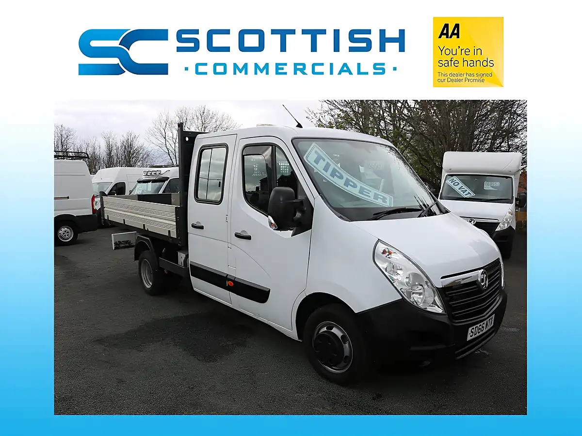 Used 2016 Vauxhall Movano Double Cab Tipper White - Front View