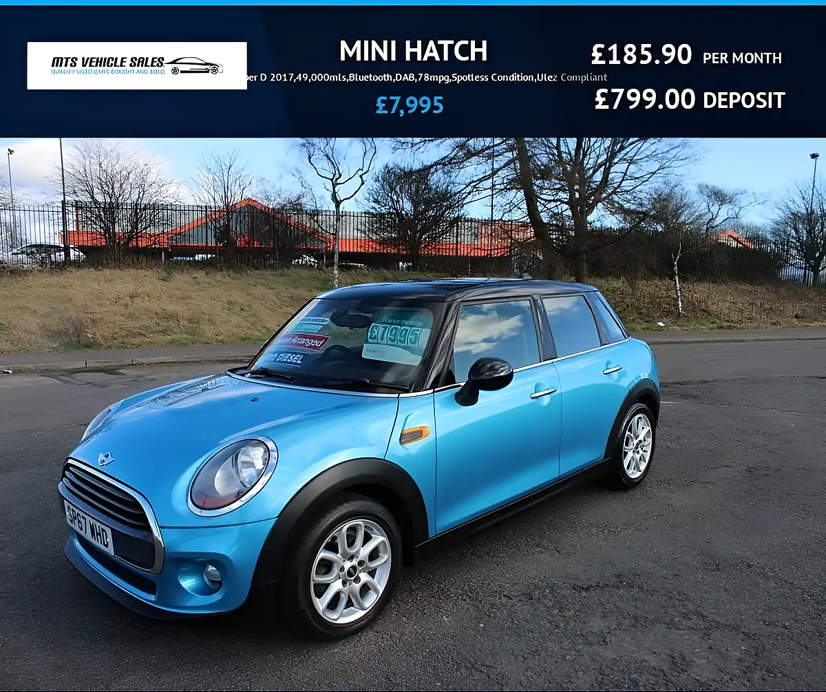 Used 2017 MINI Hatchback Cooper Electric Blue Metallic - Front View