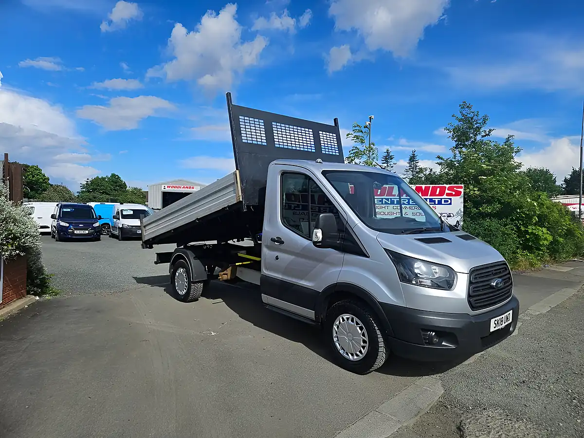 Used 2018 Ford Transit Lwb Tipper Pickup Silver - Front View
