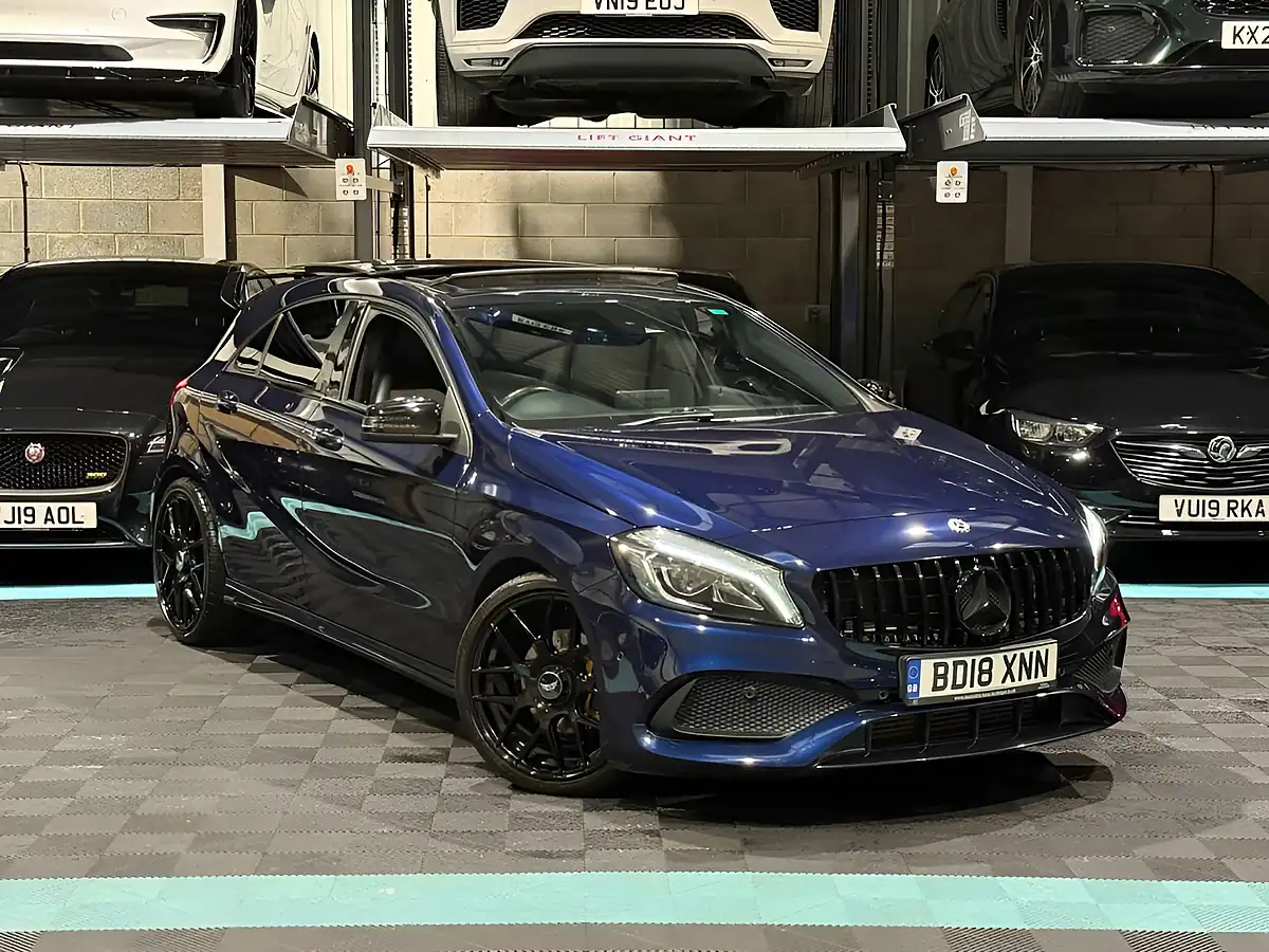 Used 2018 Mercedes-Benz a Class AMG Line (premium Plus) Blue - Front View