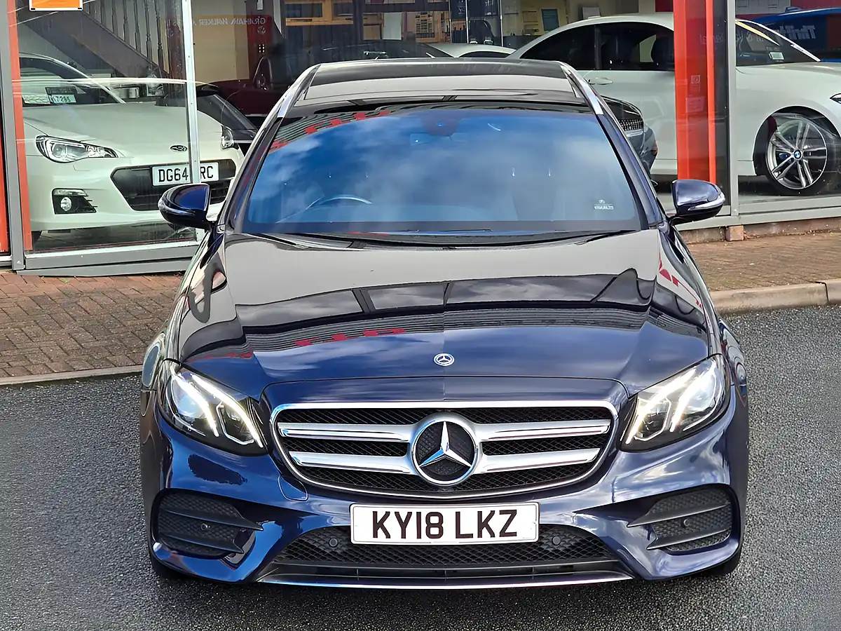 Used 2018 Mercedes-Benz E Class AMG Line (premium) Cavansite Blue - Interior and Exterior details 2