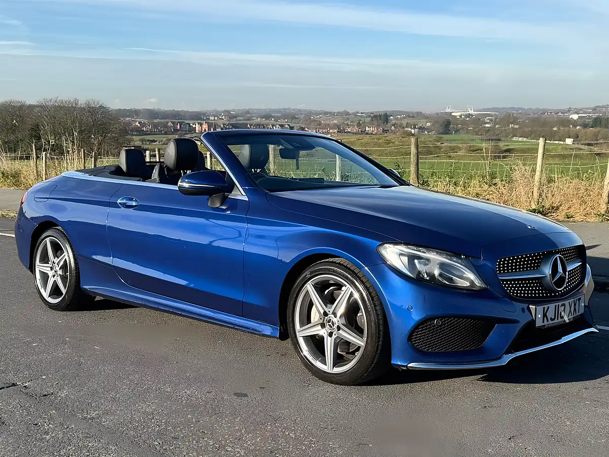 Used 2018 Mercedes C220 AMG Line Premium Plus Cabriolet Azure Blue - Front View