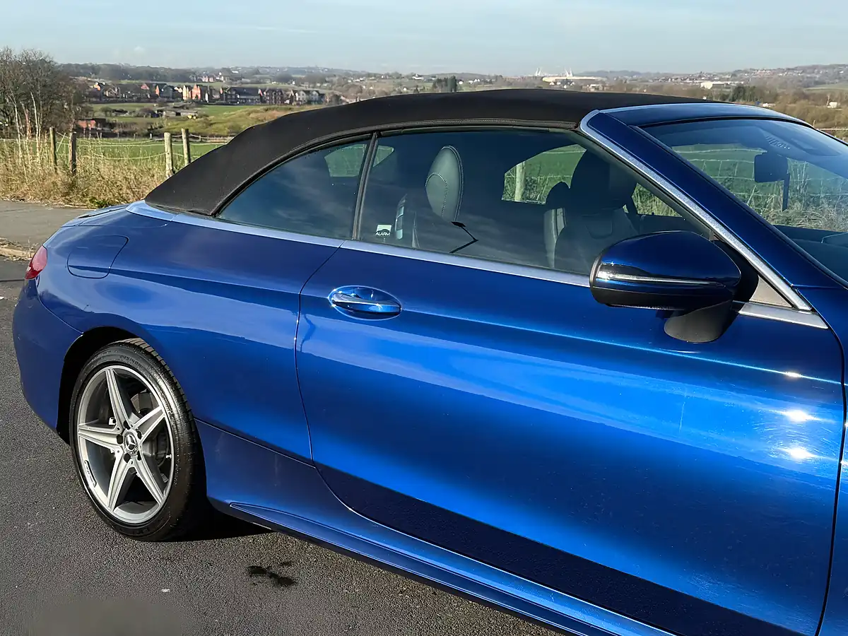 Used 2018 Mercedes C220 AMG Line Premium Plus Cabriolet Azure Blue - Interior and Exterior details 11