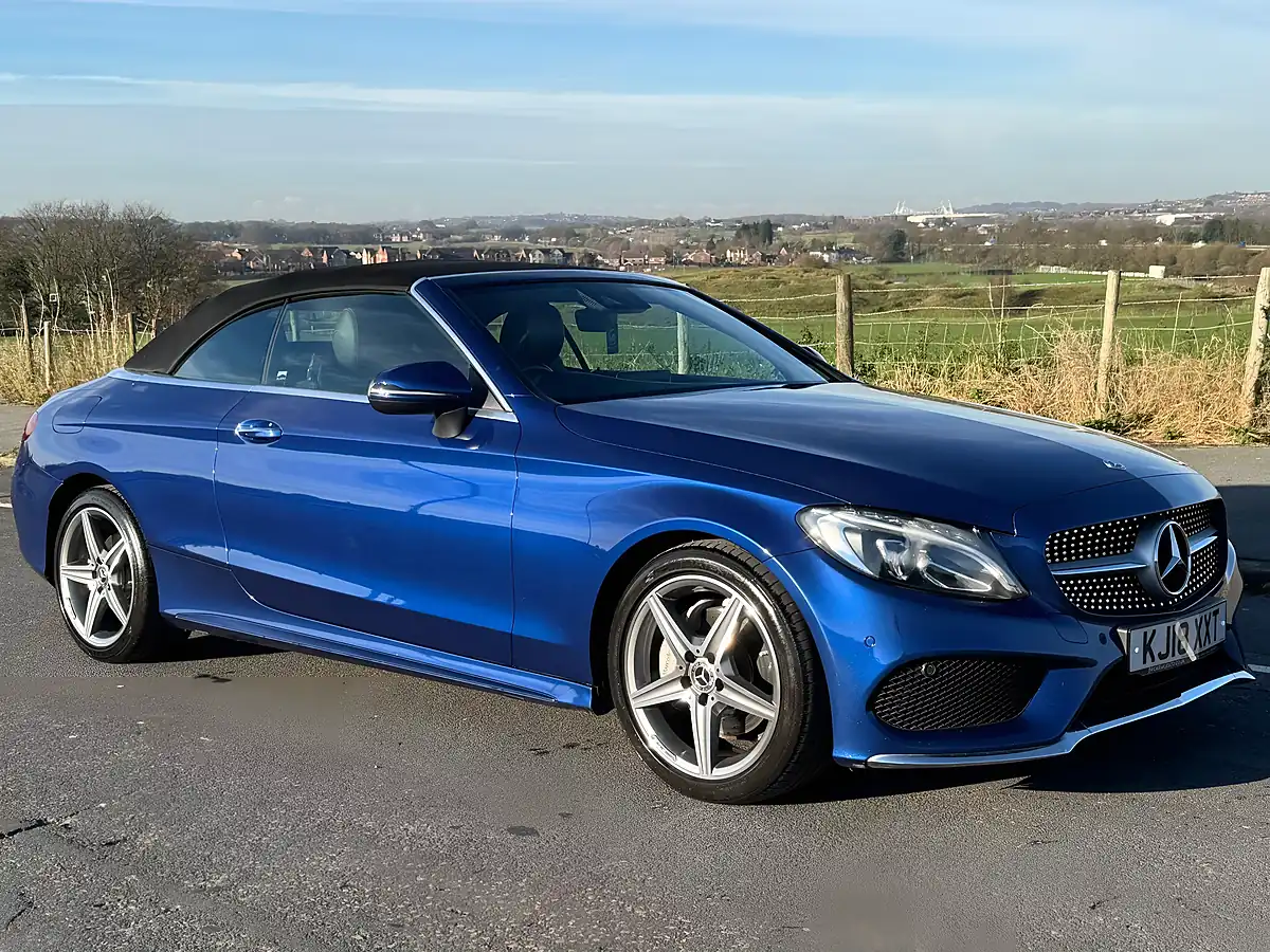 Used 2018 Mercedes C220 AMG Line Premium Plus Cabriolet Azure Blue - Interior and Exterior details 2