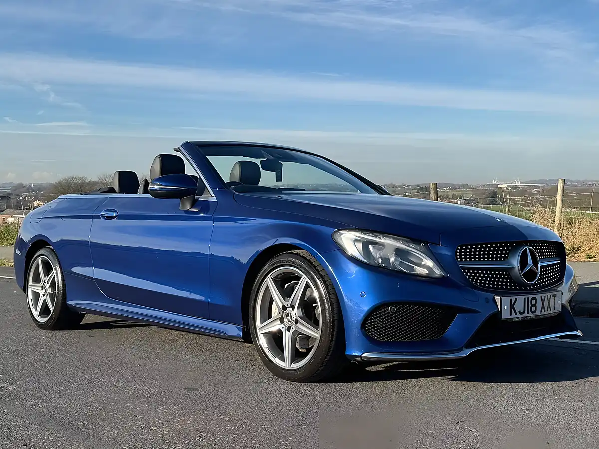 Used 2018 Mercedes C220 AMG Line Premium Plus Cabriolet Azure Blue - Interior and Exterior details 3
