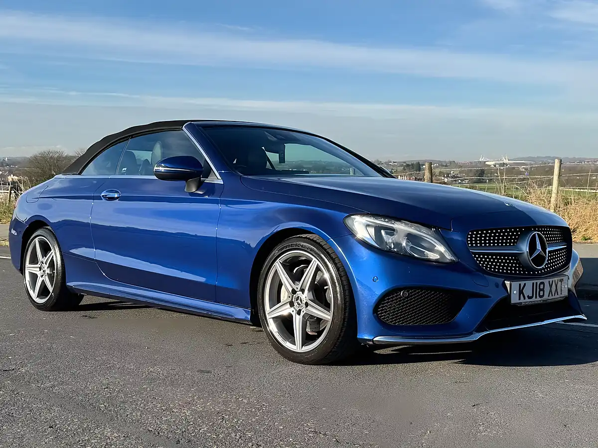 Used 2018 Mercedes C220 AMG Line Premium Plus Cabriolet Azure Blue - Interior and Exterior details 4