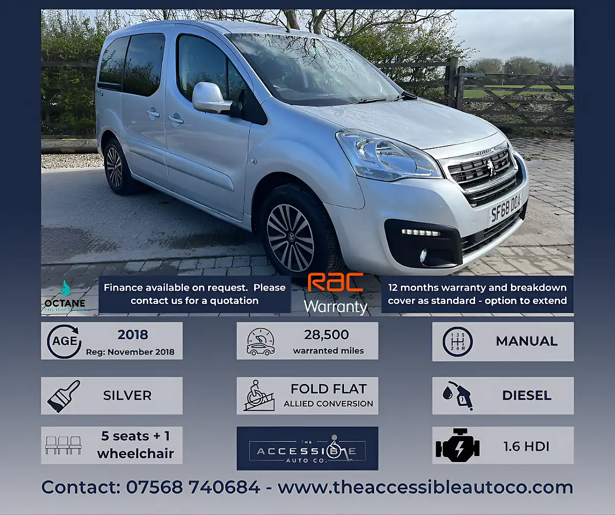 Used 2018 Peugeot Partner Tepee Active Silver - Front View