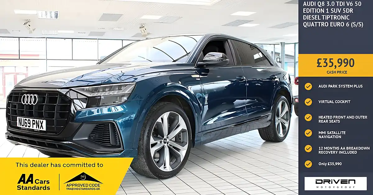 Used 2019 Audi Q8 Edition 1 Turquoise Blue - Front View