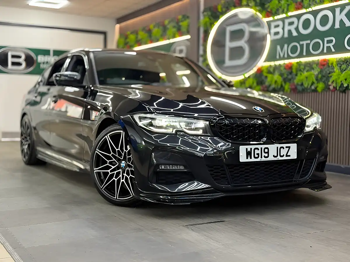 Used 2019 BMW 3 Series M Sport [7X Services, Body Kit and Competition Alloys] Black - Front View