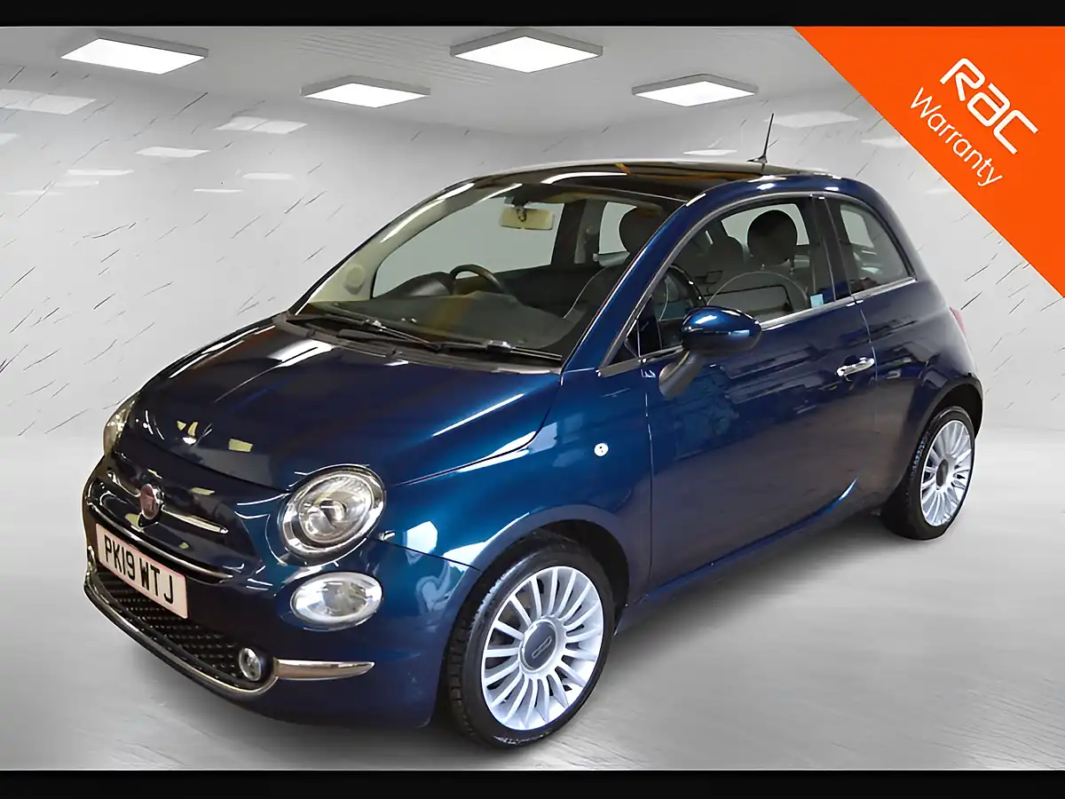 Used 2019 Fiat 500 Lounge Epic Blue - Front View