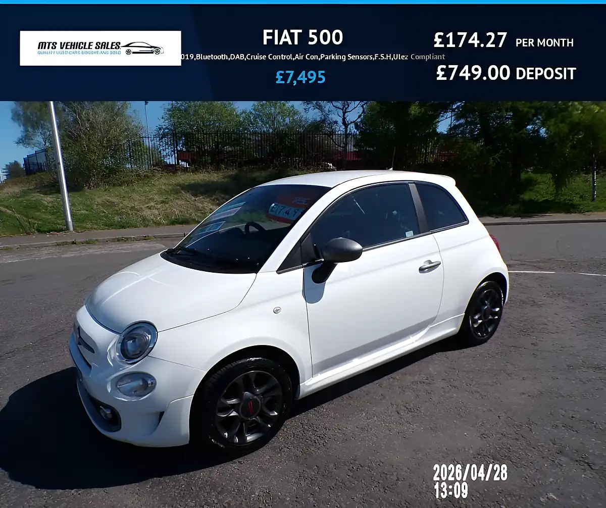 Used 2019 Fiat 500 S White - Front View