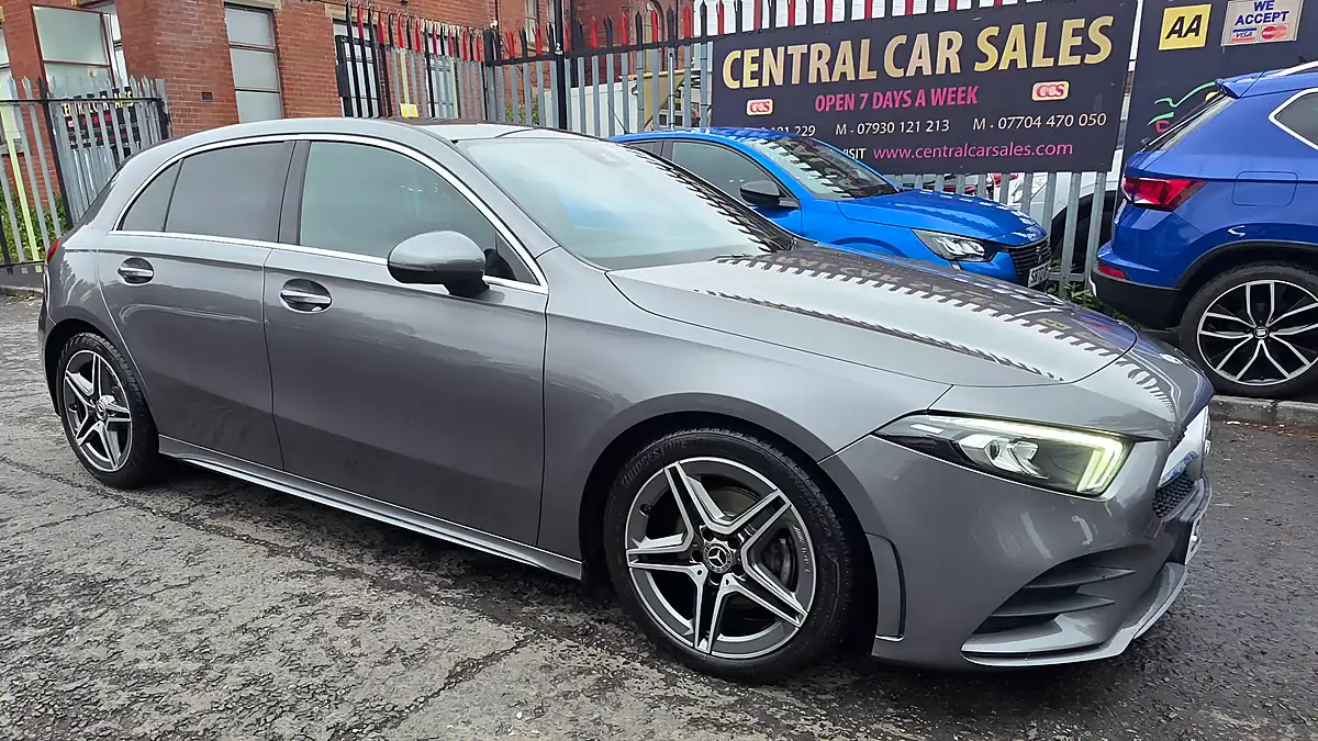 Used 2019 Mercedes a Class AMG Line Grey - Front View