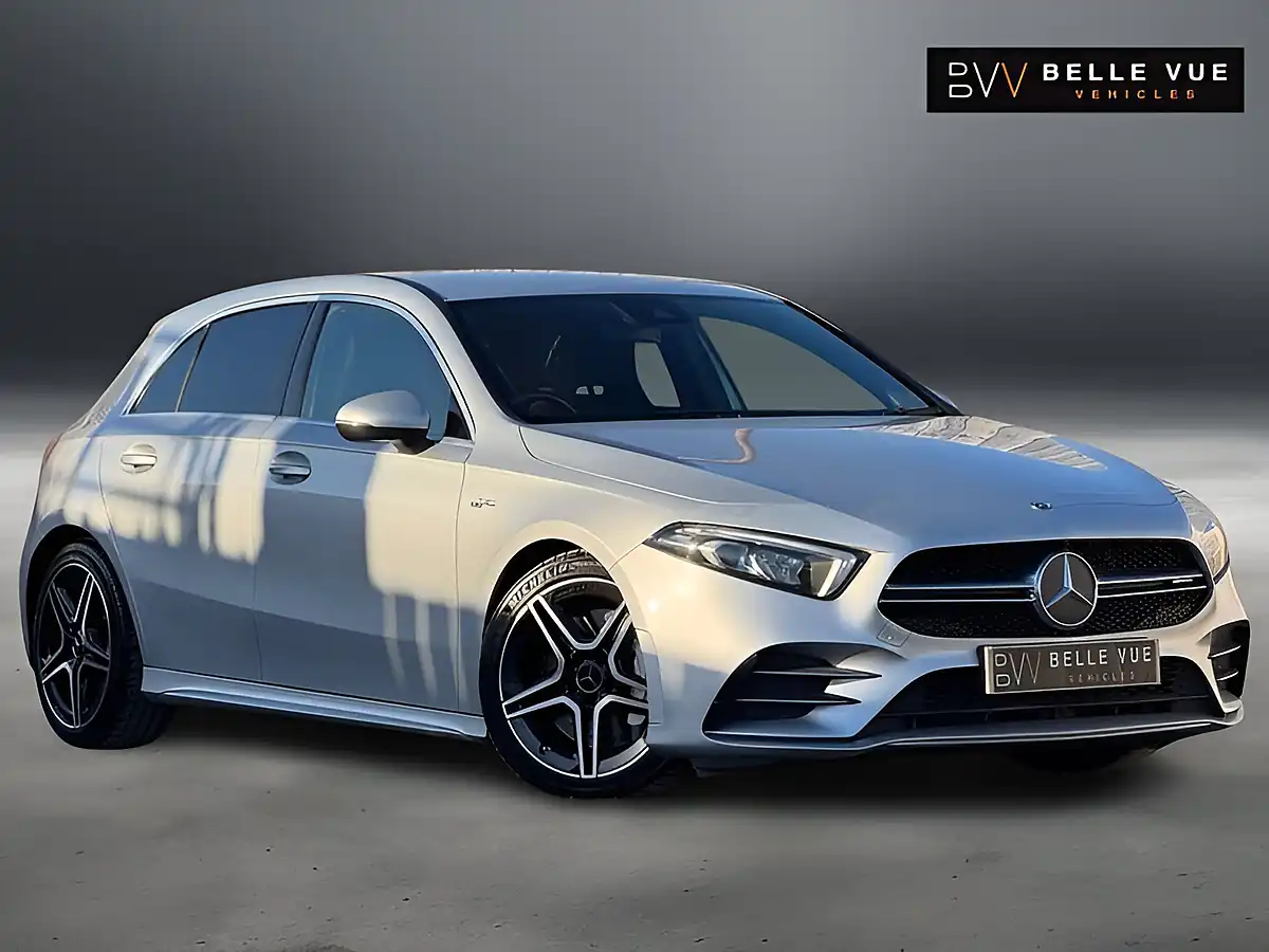 Used 2019 Mercedes-Benz a Class AMG a 35 Iridium Silver - Front View