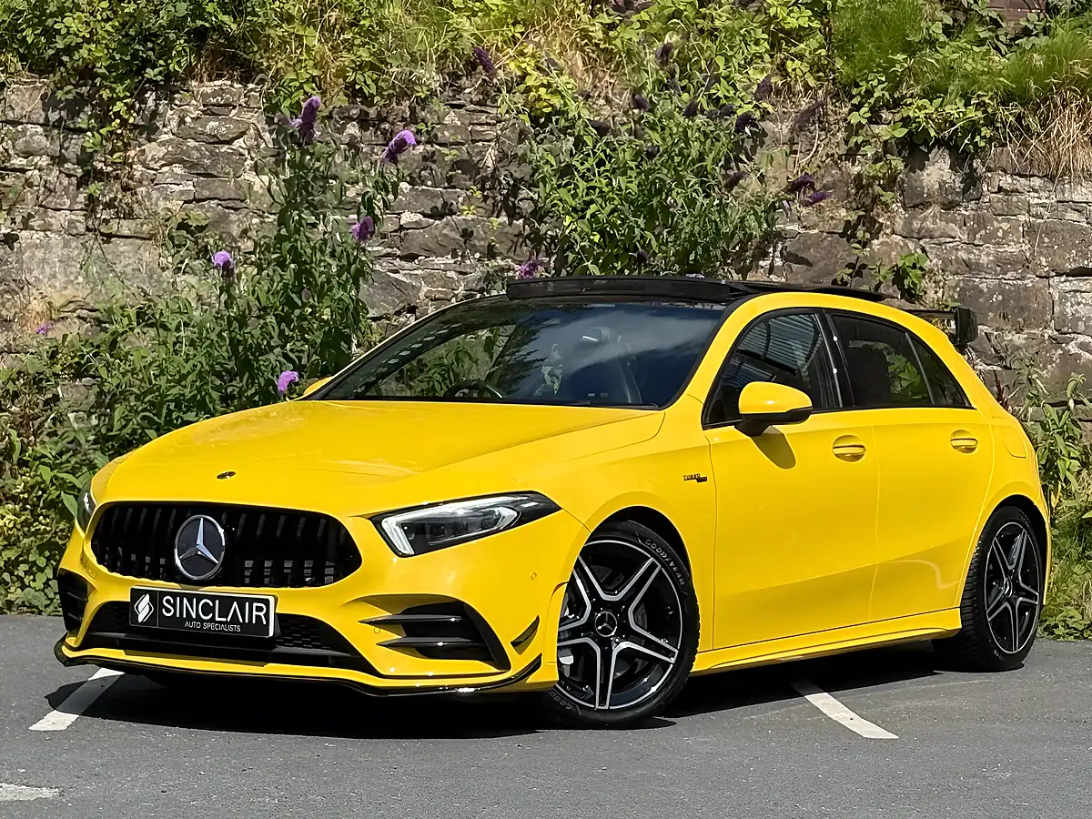Used 2019 Mercedes-Benz a Class Premium Plus Yellow - Interior and Exterior details 3
