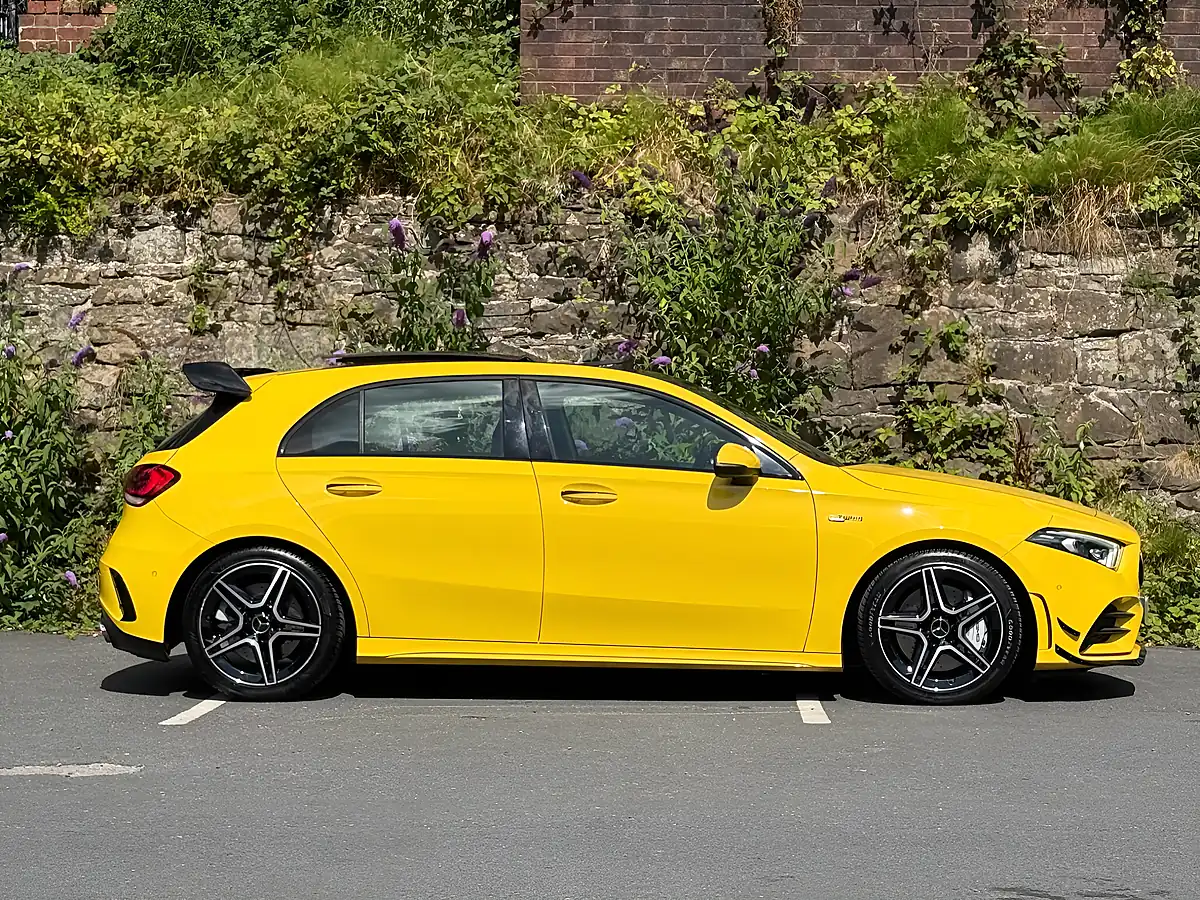Used 2019 Mercedes-Benz a Class Premium Plus Yellow - Interior and Exterior details 7
