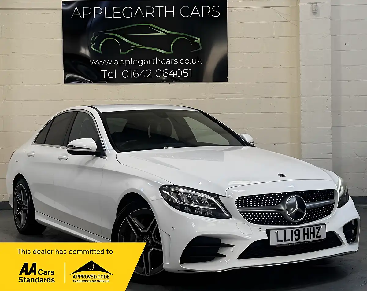 Used 2019 Mercedes-Benz C Class AMG Line White - Front View
