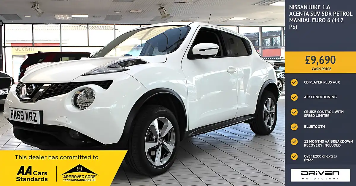 Used 2019 Nissan Juke Acenta Arctic White - Front View