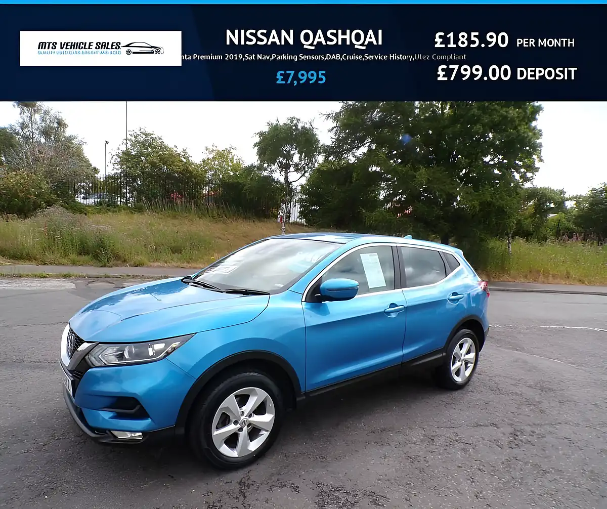 Used 2019 Nissan Qashqai Acenta Premium Blue - Front View