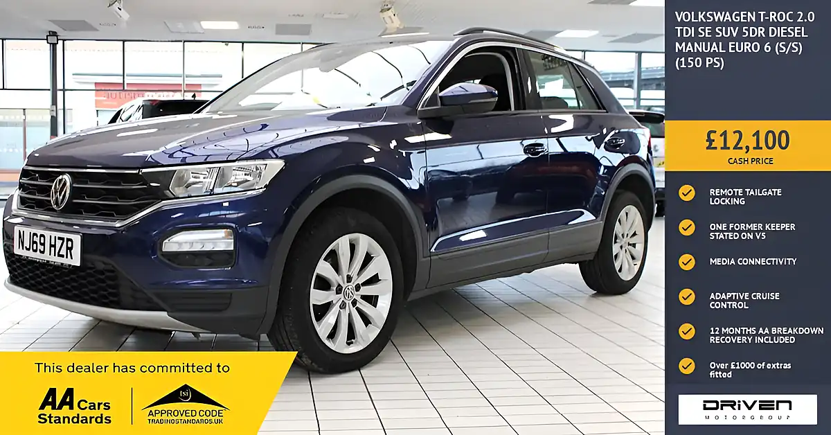 Used 2019 Volkswagen T-Roc Se Blue - Front View