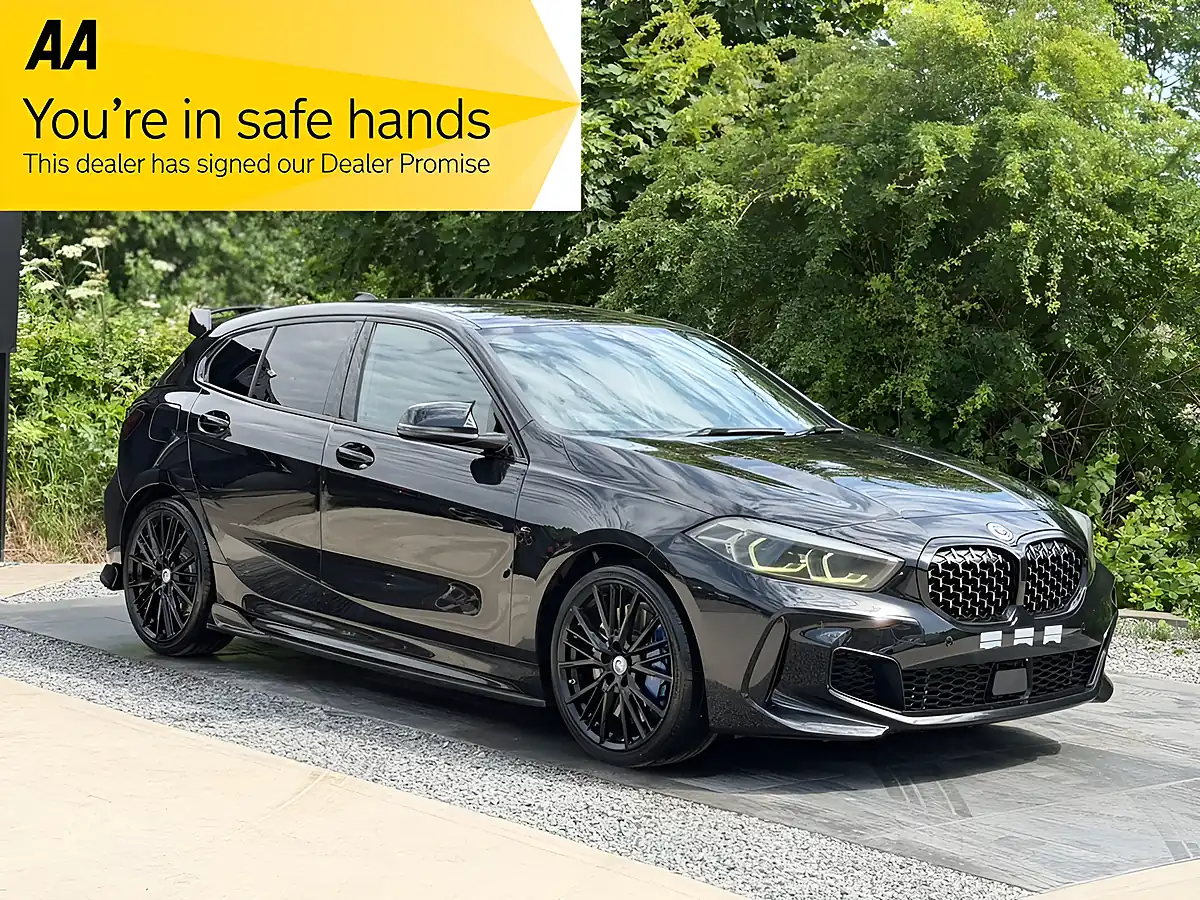 Used 2020 BMW 1 Series M135i Black - Front View