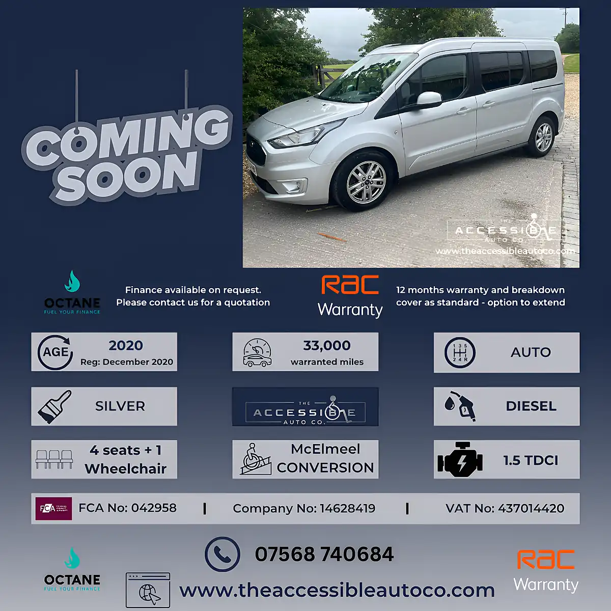 Used 2020 Ford Grand Tourneo Connect Titanium Silver - Front View