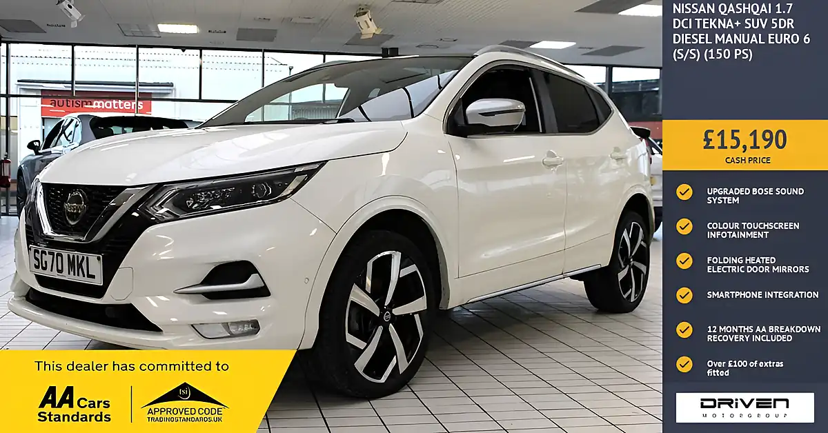 Used 2020 Nissan Qashqai Tekna+ Storm White - Front View