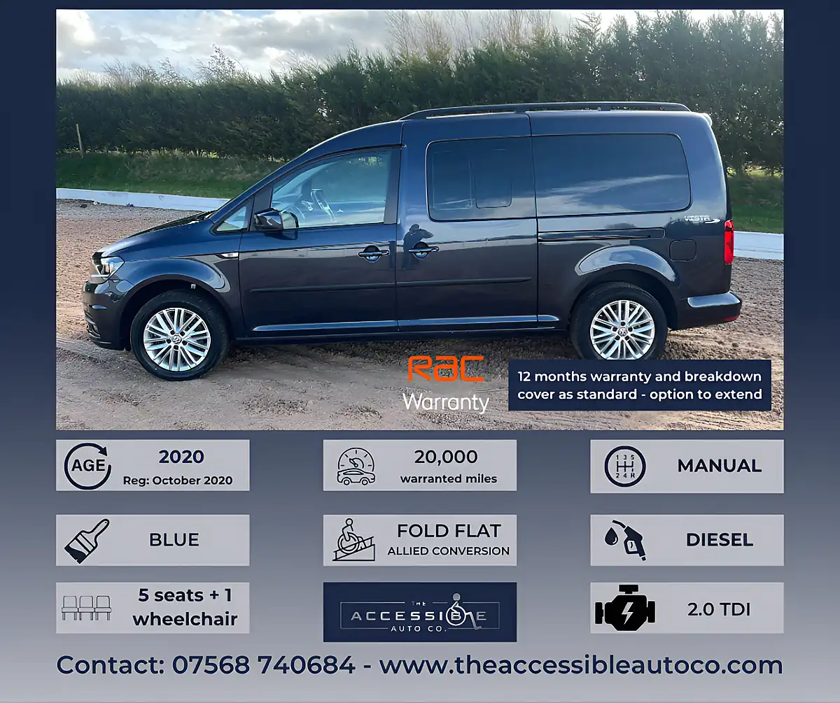 Used 2020 Volkswagen Caddy Maxi Life Blue - Front View