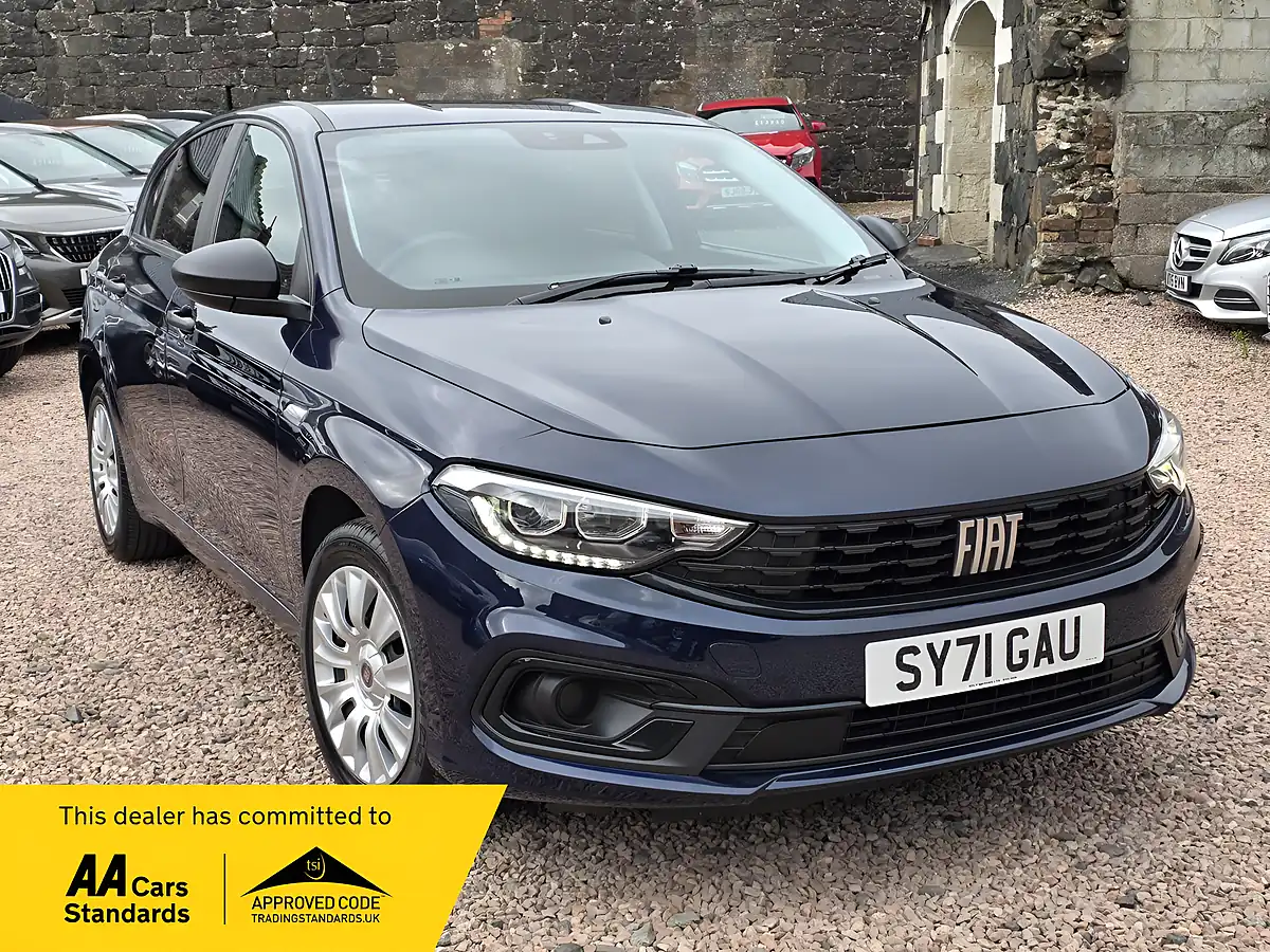 Used 2021 Fiat Tipo Hatchback Mediterranean Blue Pearl - Front View