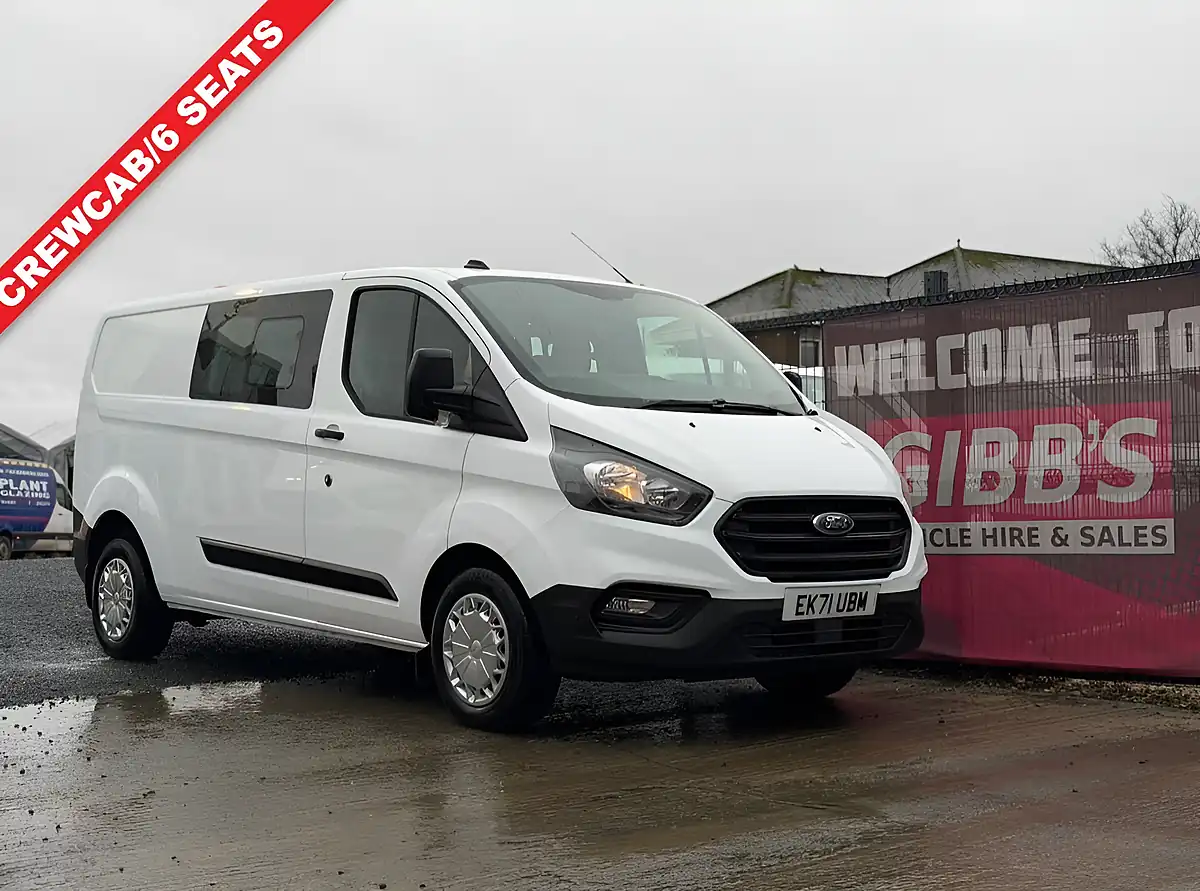 Used 2021 Ford Transit Custom Leader Crew Van Double Cab White - Front View
