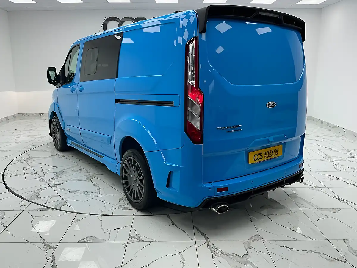 Used 2021 Ford Transit Custom Limited Crew Van Double Cab Chrome Blue - Interior and Exterior details 5
