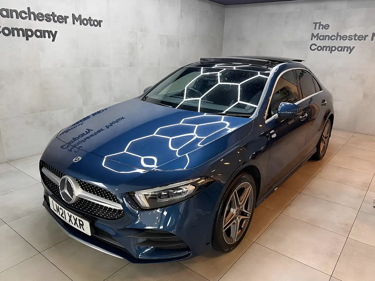 Used 2021 Mercedes-Benz a Class AMG Line Blue - Front View