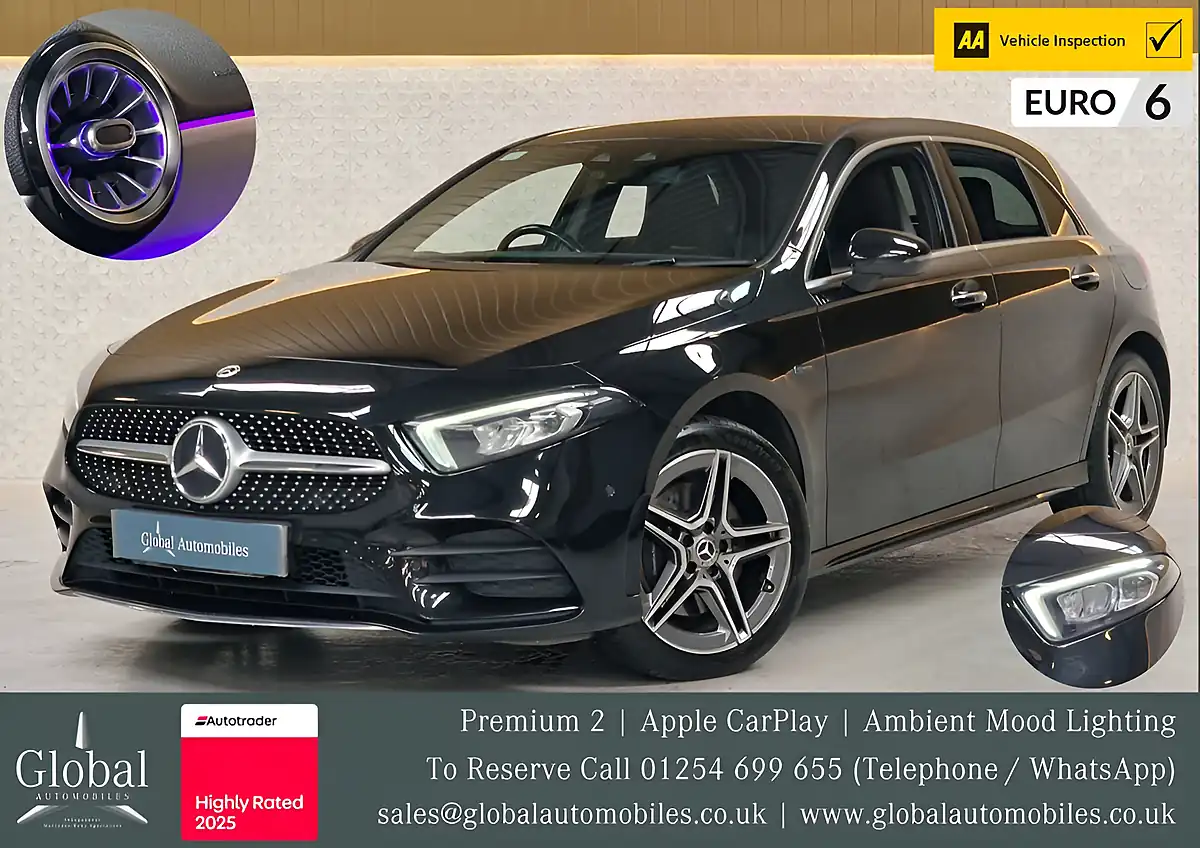 Used 2021 Mercedes-Benz a-Class AMG Line Premium 2 Cosmos Black - Front View